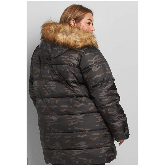 Lane Bryant Army Fatigue Puffer Coat - Picture 2 of 5